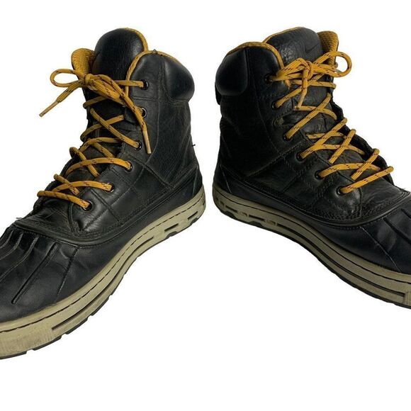 Nike ACG Woodside Leather Duck Boots 11 Black Lace Up Round Toe Water Resistant - Picture 3 of 8